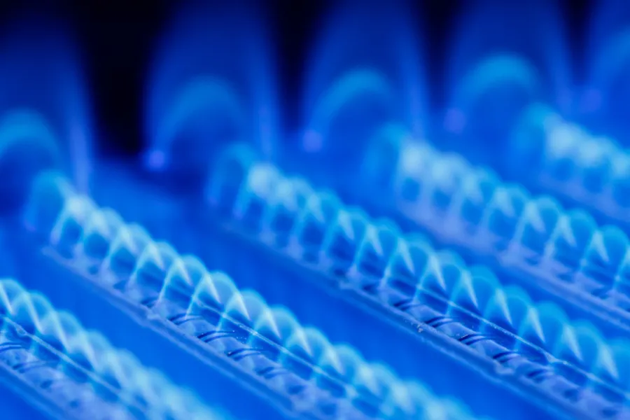 Blue gas flames on a burner